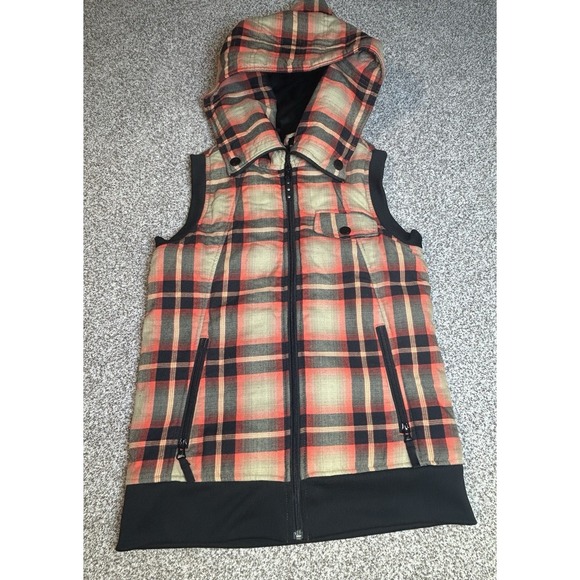 Burton Jackets & Blazers - Burton DryRide Full Zip Hooded Plaid Vest Women's Size Medium Flannel Lined